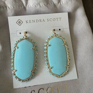Kendra Scott Aqua and Gold Statement Earrings